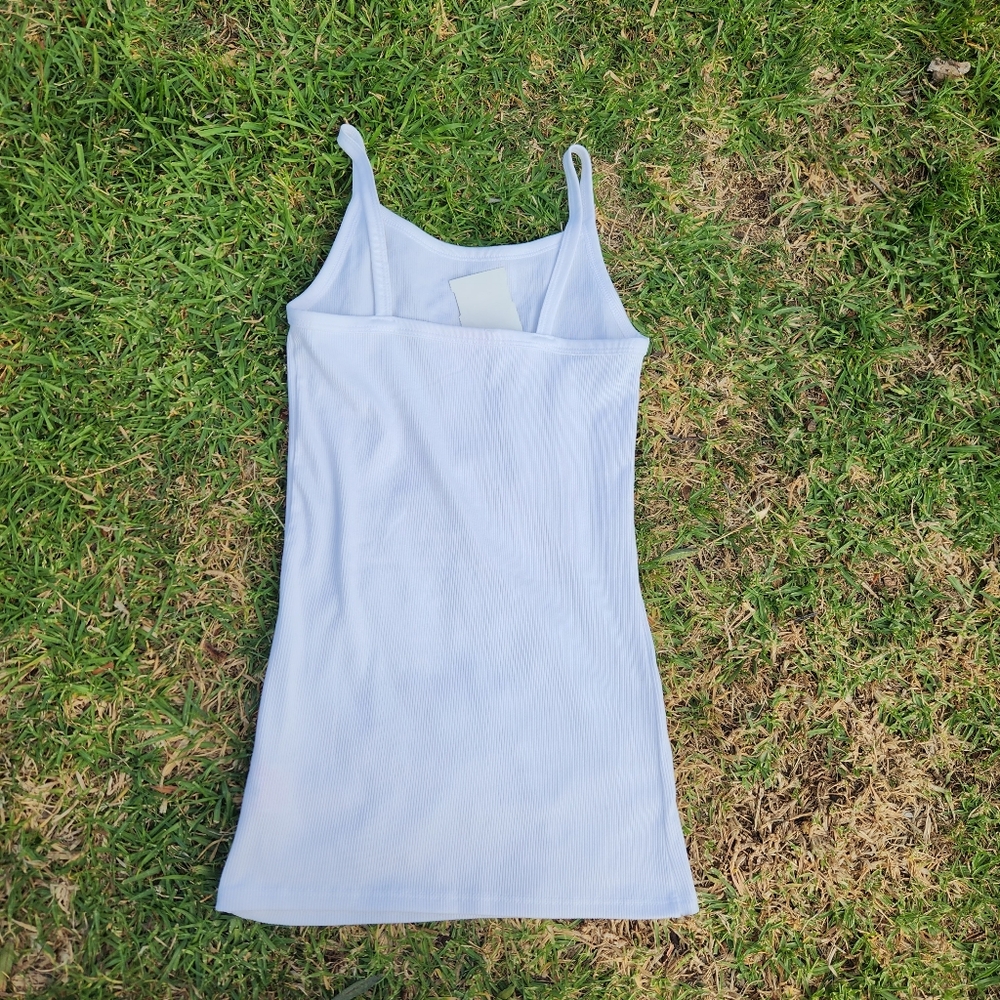 White Ribbed Graphic Tank Top ♡ - Picture 5 of 6